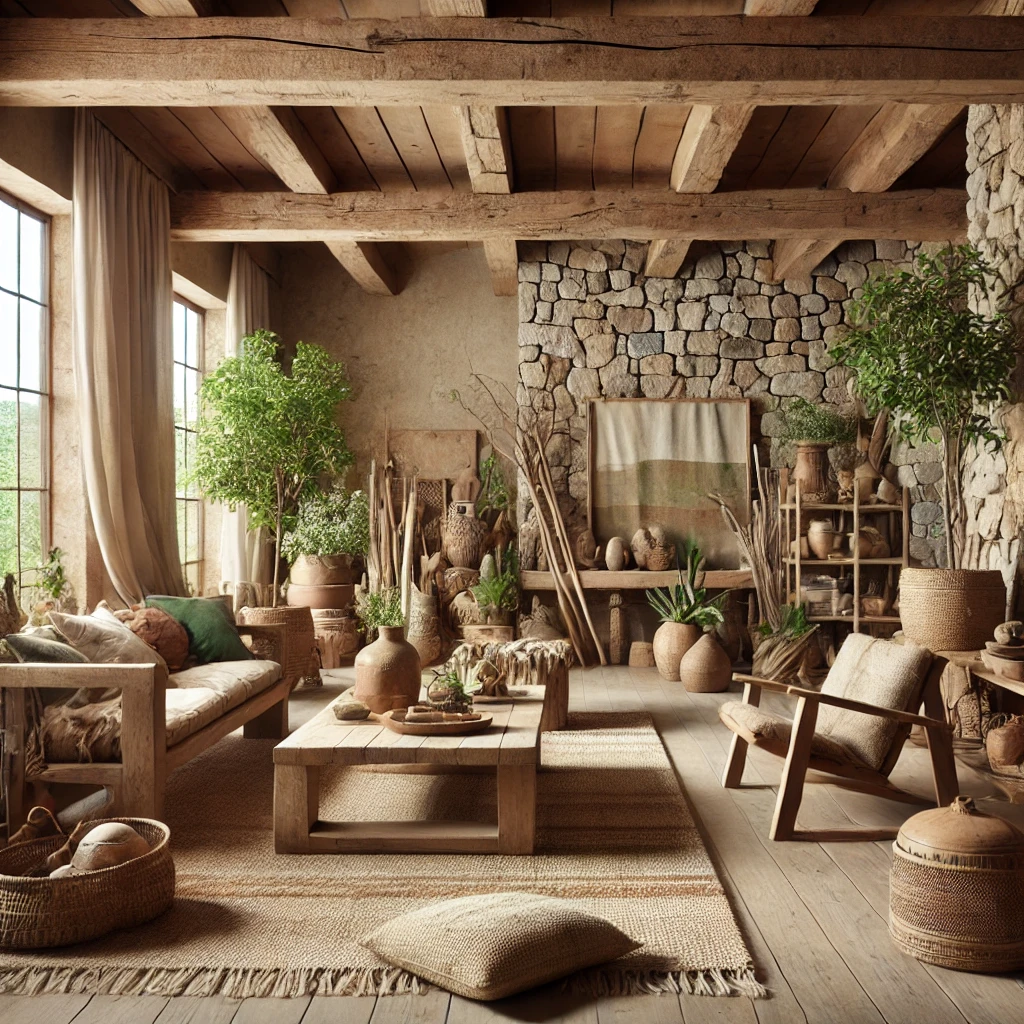 Rustic and natural (I want to bring the outdoors in with earthy materials)